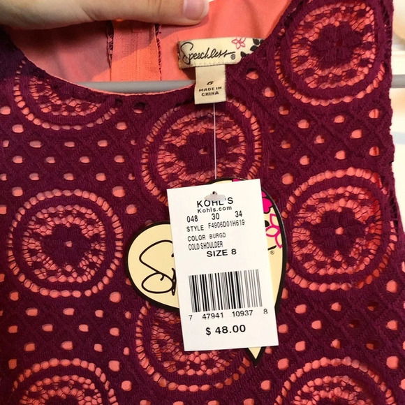 NWT Speechless Sleeveless Girls Dress Size 8 Lace - Picture 3 of 4